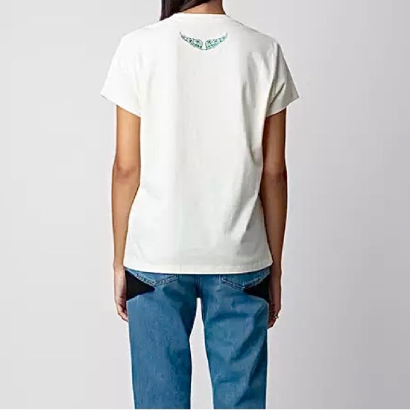 ZADIG & VOLTAIRE Zoe PhotoPrint Blue Car Strass Tee - Picture 2 of 15